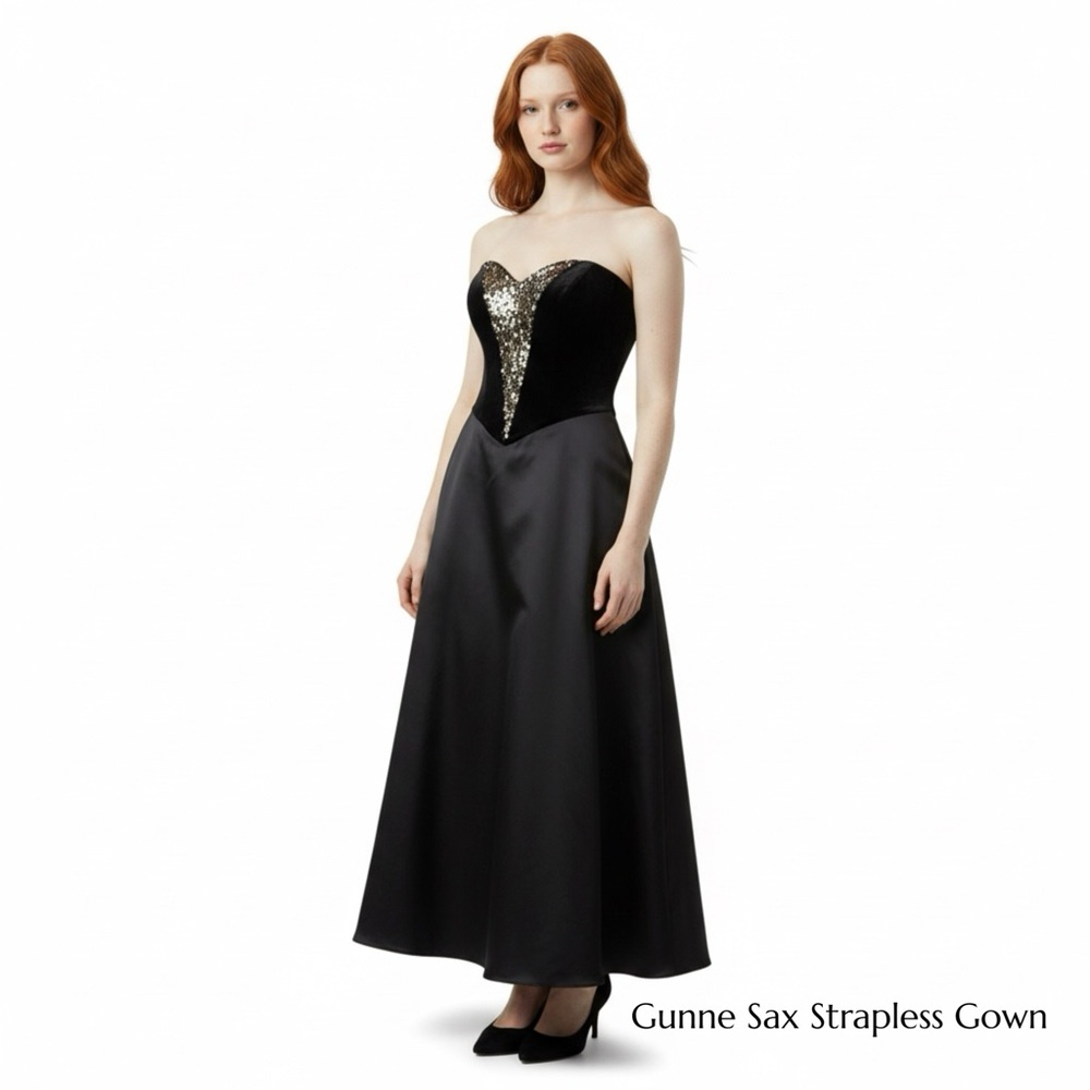 Gunne Sax by Jessica McClintock Dress Gown Formal, Prom, Black Dress NWT